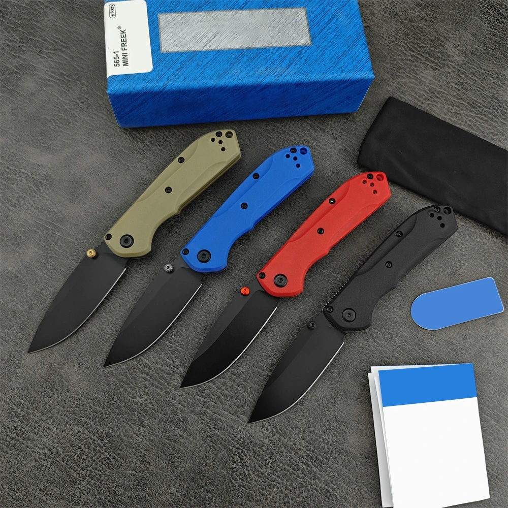 

8 Colors BM Mini Freek 565 Folding Knife D2 Drop point Blade Nylon Fiber Handle Outdoor Survival Resuce Pocket EDC Knife