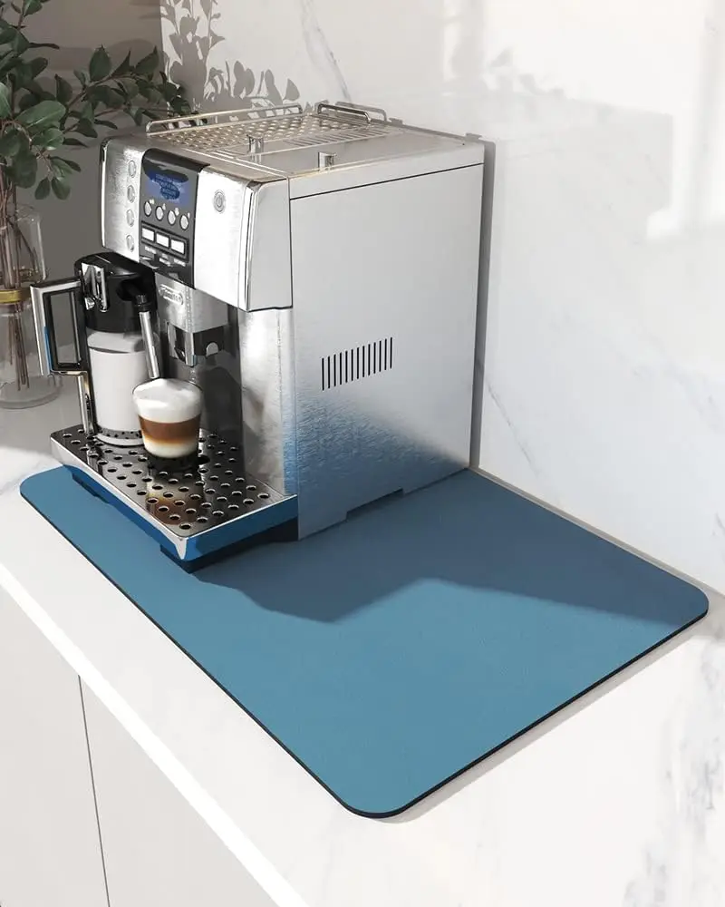  Coffee Machine Mat Rubber Backing Water-Absorbent Dish Drying Pad Kitchen Worktop Drainage Mat Home Decor