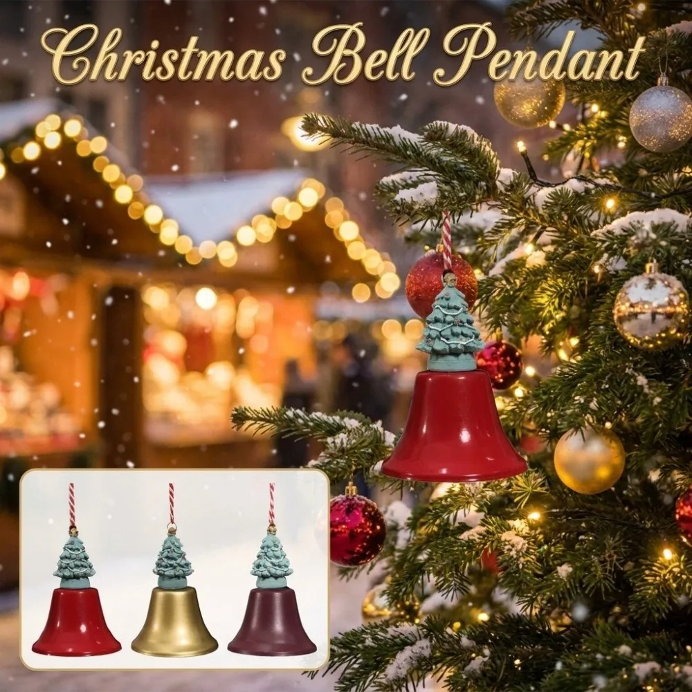 DIY Christmas Bell Pendant Antique Crisp Sound Retro Wind Bell Hanging Rope Handmade Xmas Tree Pendant Window Hanging Decor