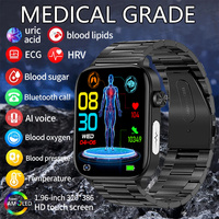 2024New AI Medical Diagnosis Blood Lipids Uric Acid Blood Glucose Smart Watch Men ECG+PPG Voice Bluetooth Call Health Smartwatch