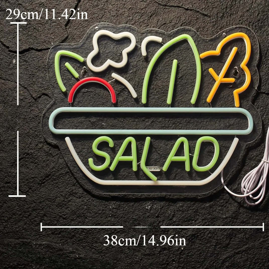 LED Salad Neon Light Sign Vegetables Neon Sign USB Power Dimmable for Restaurants Birthday Dessert Shop Store Wall Decor Gift