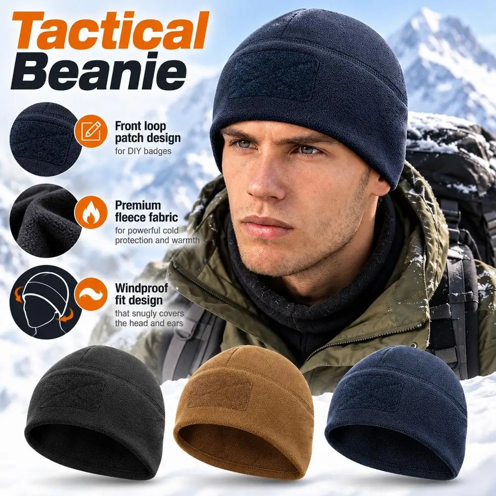 Windproof Tactical Beanie - Thick, Warm Knit Hat for Outdoor Activities, Breathable & Stretch Fit, Solid Color