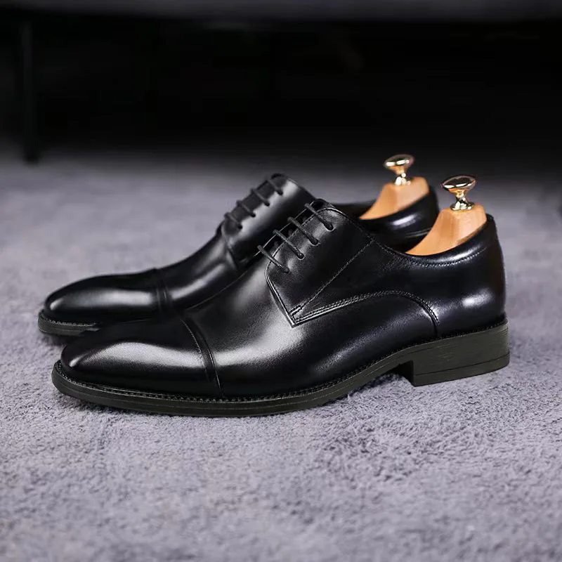 High Quality Men's Leather Shoes Classic Lace-Up Business Square Toe Oxford Shoes for Men Formal Wedding Shoes Fashion Non-Slip