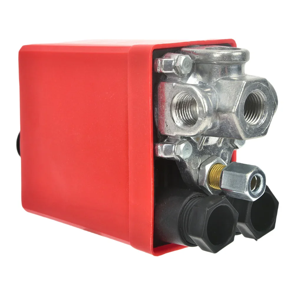 85*55*135 Mm Air Compressor Switch Valve Four-Way Switch Bright Red Cover Easy Installation Lightweight 297 Grams