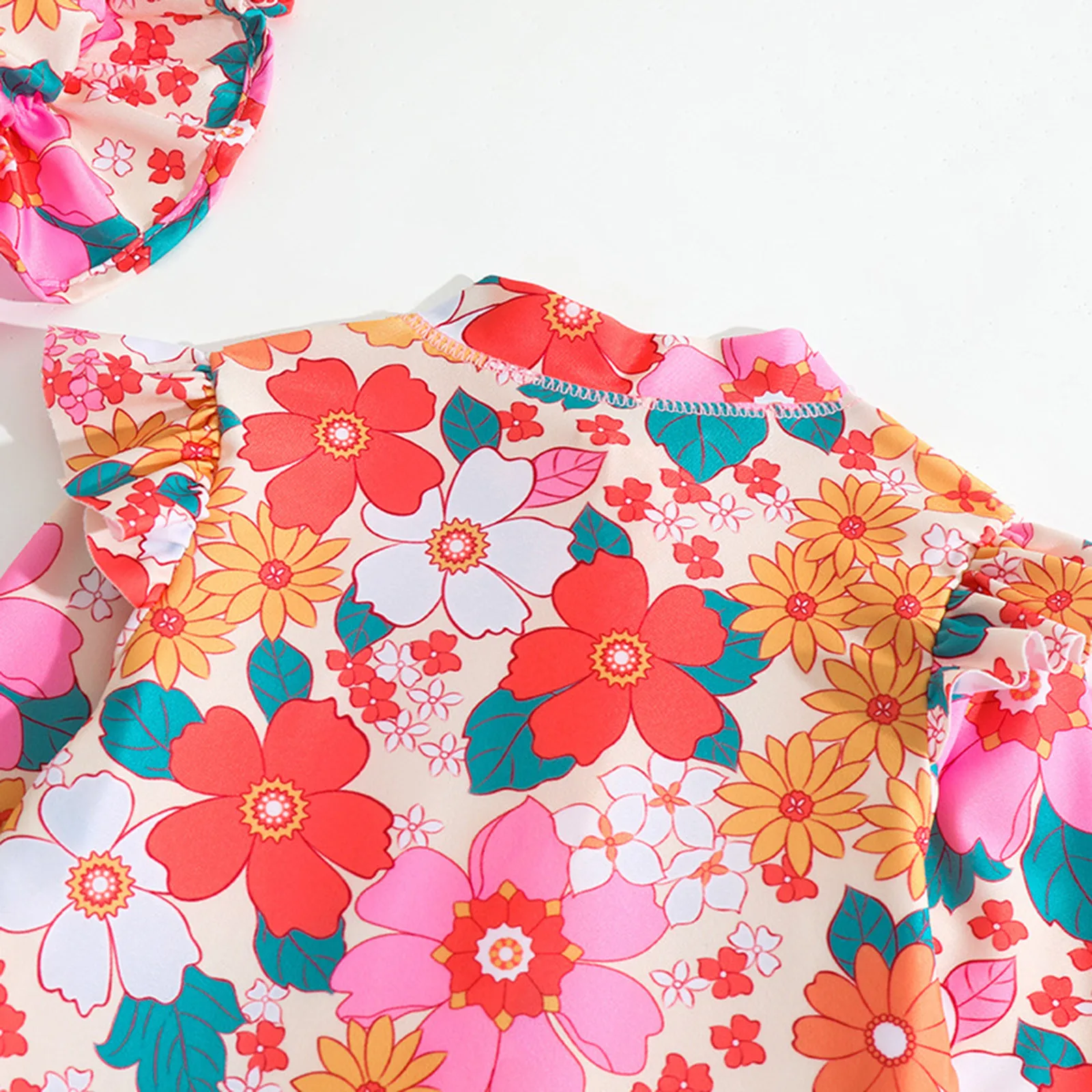 Dziewczęce stroje kąpielowe Guard Summer Toddler Girls Long Sleeve Floral Prints 1-częściowy strój kąpielowy Beach Onesie Strój kąpielowy Toddler