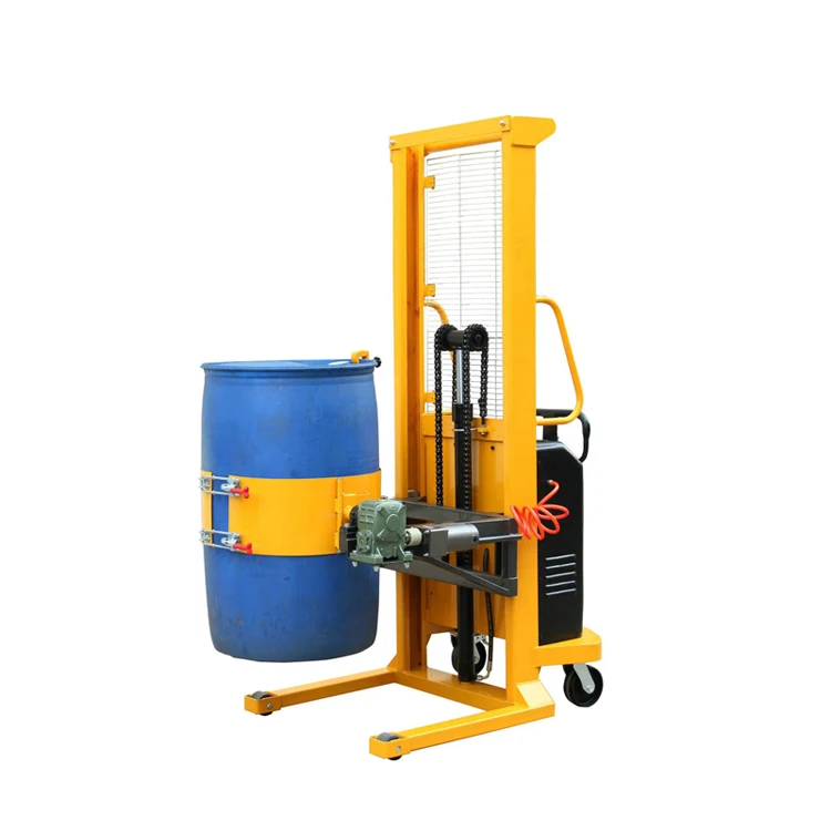 Semi Electric Dump and Flip Forklift the Ladle Oil Drum Clamp Barrel  Lifter Handling Stacker Equipment