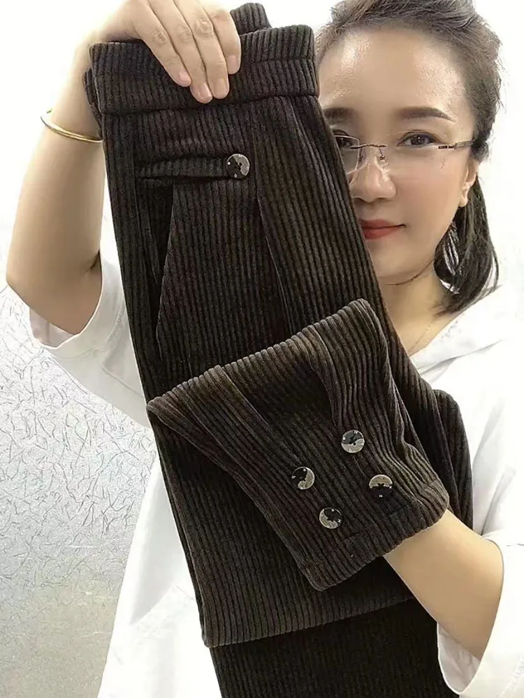 Café Brown Casual Harem Pants Women's Autumn Winter New Loose Slimming Long Pants Stylish Versatile Capri Pants Commute Style