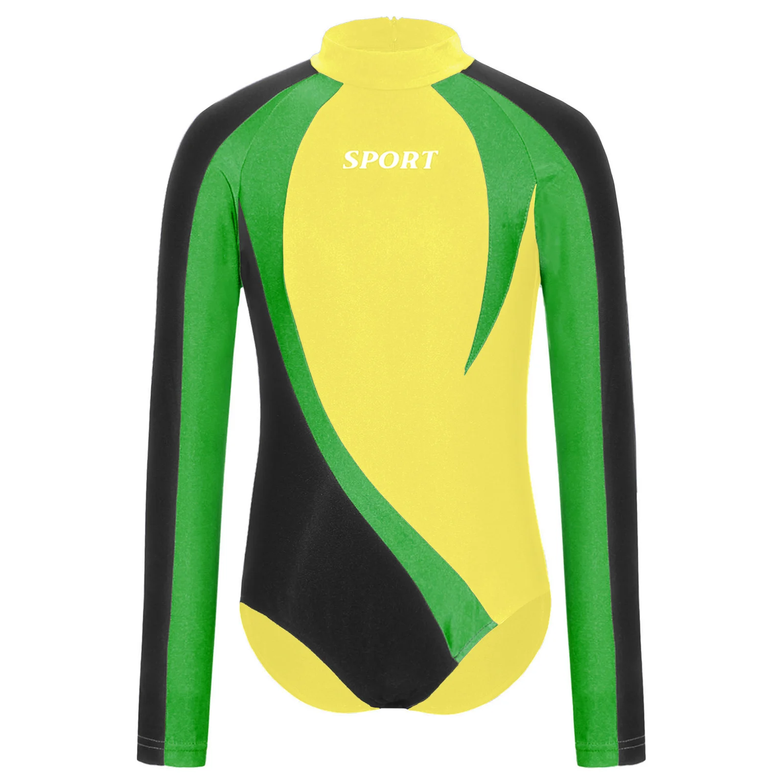 أطفال بنين الجمباز ملابس السباحة لرقص الباليه كم طويل الظهر البريدي قابلة للفتح المنشعب ملابس رقص الجمباز بذلة السباحة Rashguard #2