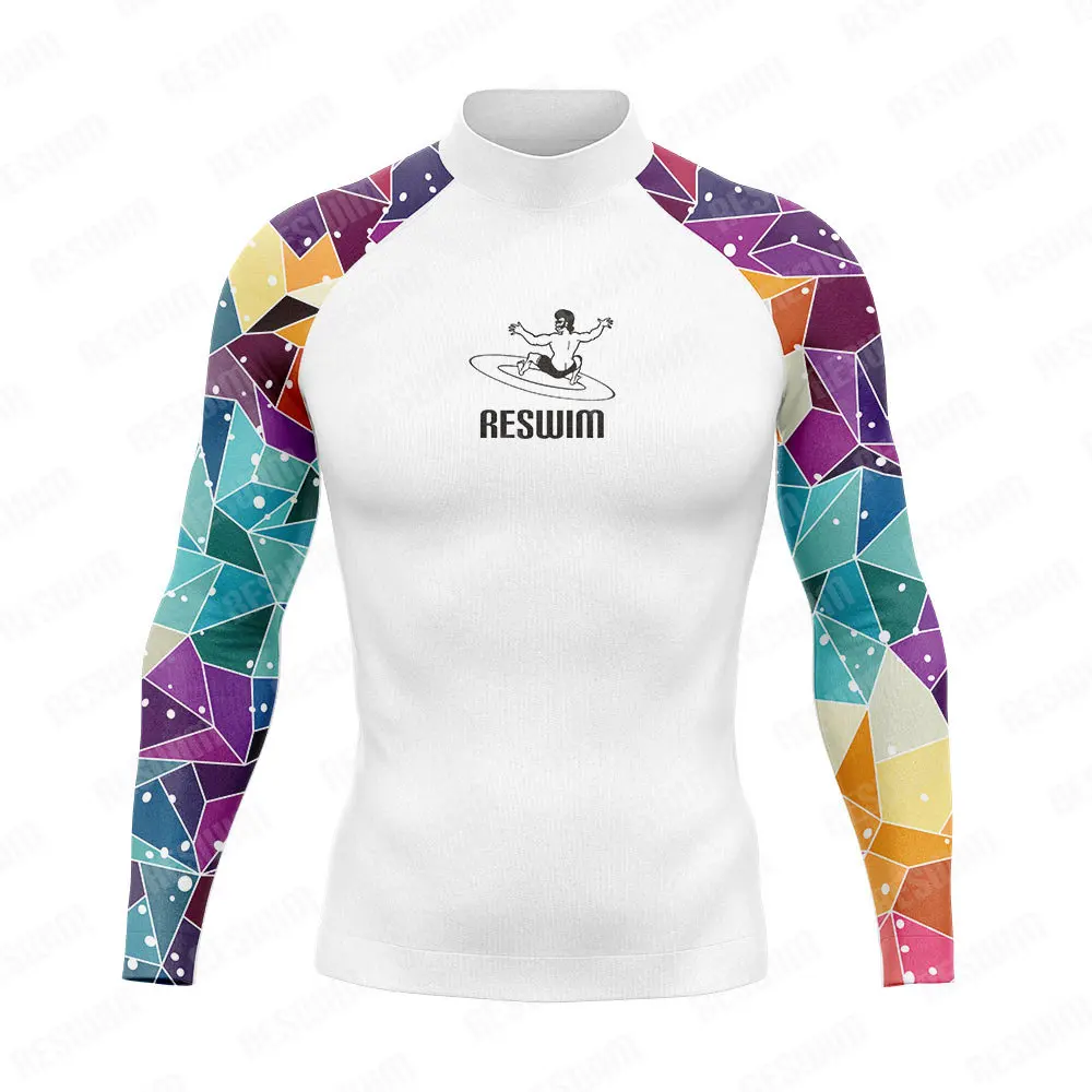 Letnie męskie rashguardy z długim rękawem do surfingu strój do nurkowania t-shirty do pływania na plażę UV stroje kąpielowe Surf Shirt Rashguard