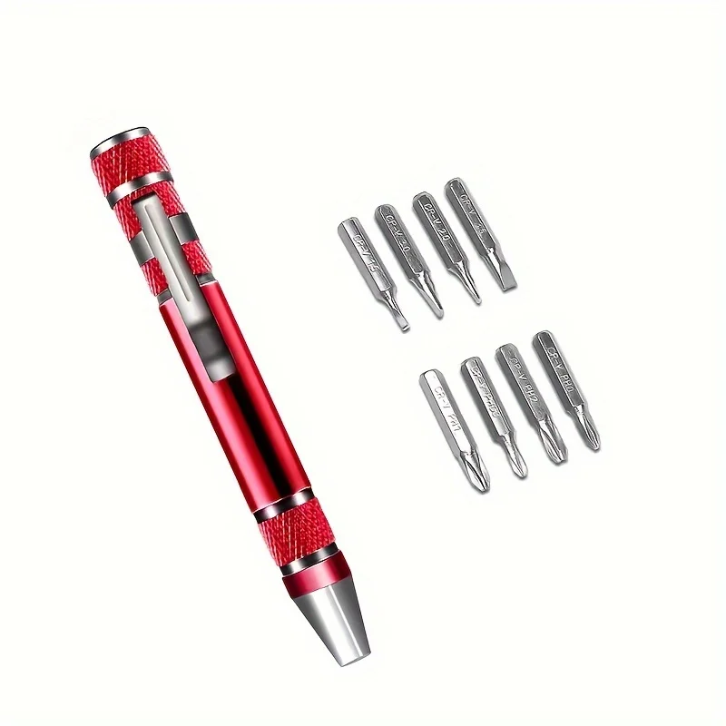 1pc Multi-functional 8-in-1 Screwdriver Set, Aluminum Alloy Tool, Precision Cross & Flathead Driver, Repair Kit, Portable & Dura