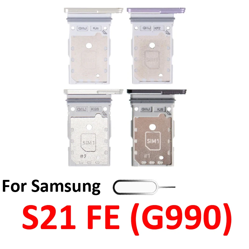 For Samsung Galaxy S21 FE 5G G990 G990B Phone New Housing Chip SIM Card Tray Slot Holder Pocket Parts Single Dual SIM Black