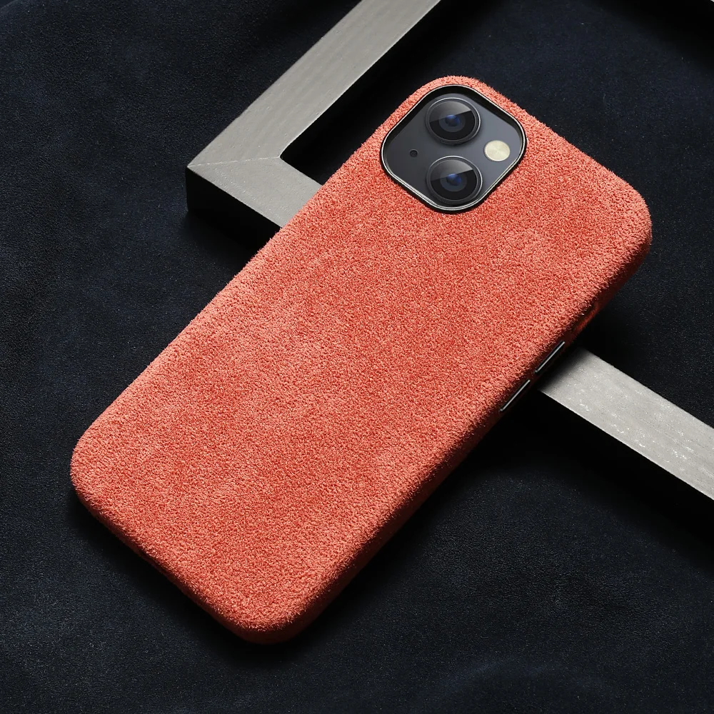 Magnetic Genuine Cow Suede Leather Phone Fitted Case iPhone15 14 13 12 11 Pro Max 15Pro Max 13 Mini Back Cover Armor Shell.