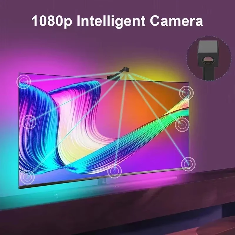 Xiaomi mijia pc/tv luz de fundo ambiente rgbic usb led luz tira app tela iluminação inteligente cor sincronização música jogo lâmpada