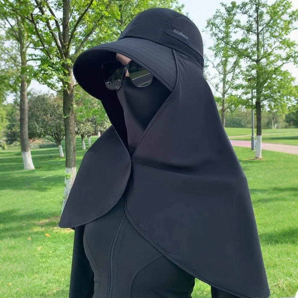 

Женская многофункциональная шляпа-капюшон с полной защитой от солнца, интегрированная с защитой для шеи, длинная летняя кепка в повседневном стиле, UPF100+