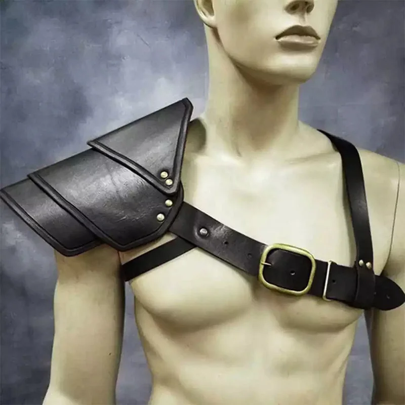 Mittelalterlicher Ritter Gladiator Einzelner Schulterschutz Rüstung Pirat Samurai Cosplay Kostüm Schulterstücke Steampunk Gothic Leder Spaulder