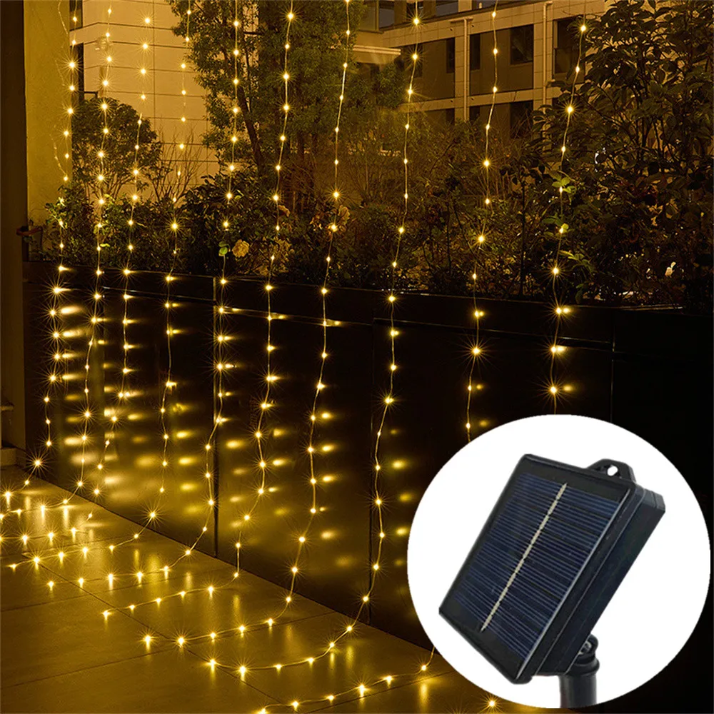 3M/6M Garland Fairy Lights Solar Curtain String Lights Garden Yard Decoration Christmas Wedding Outdoor Decor LED Holiday Light