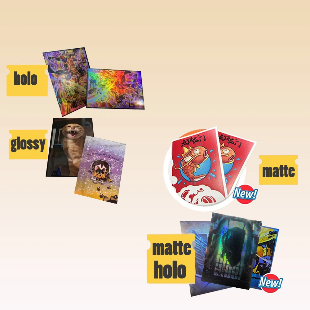Custom TCG Sleeves 62x89/66x91MM Matte/Foil/Glossy Option Custom Card Sleeve Diy Card Cover Gift for Gamers view 4
