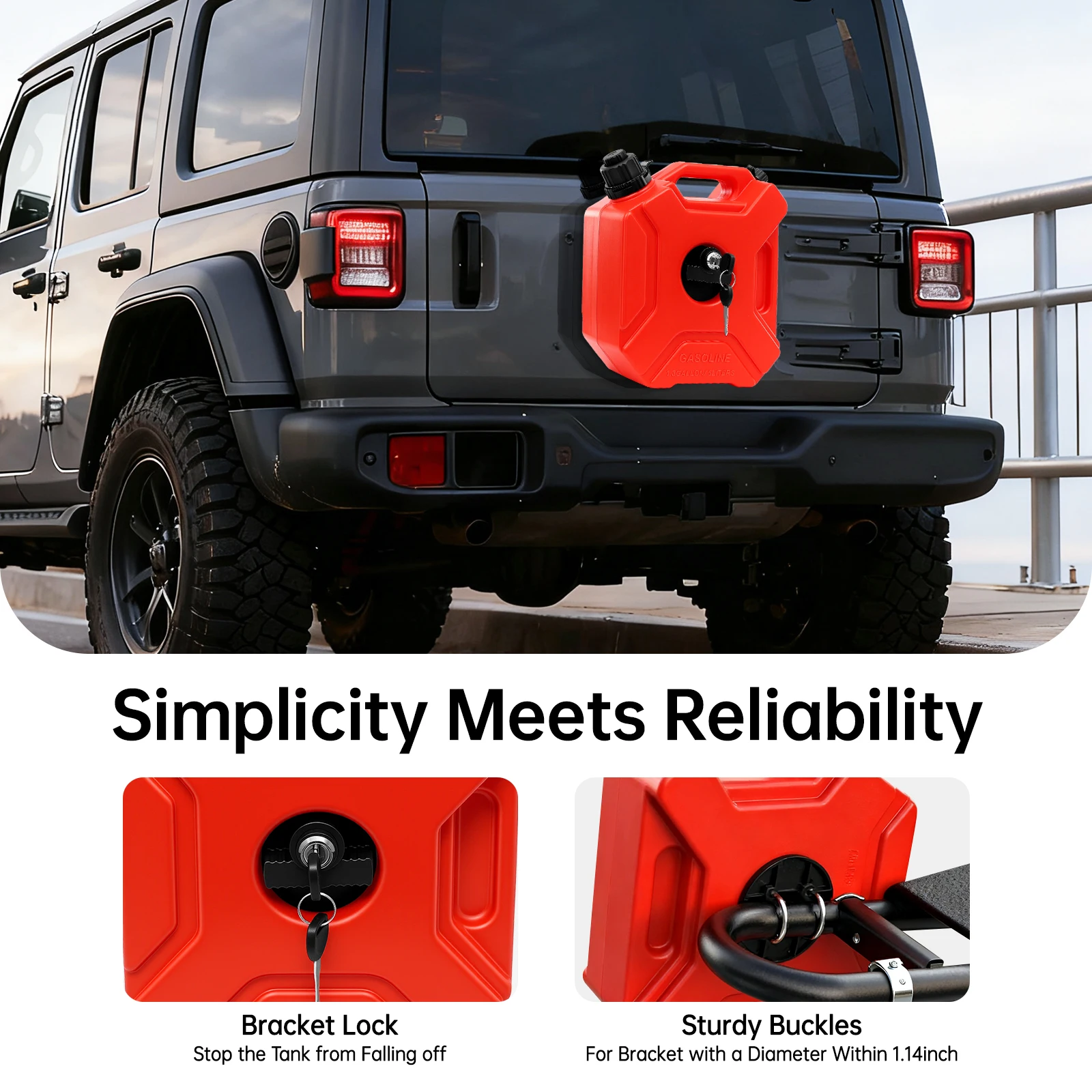 Portable Gas Fuel Tank Container, Diesel Storage Tank, 5L Engineering Plastic Fuel Can, Red Vehicle Fuel Container for Car Motorcycle Outboard Motor, Outdoor Camping Off-Road Emergency Rescue