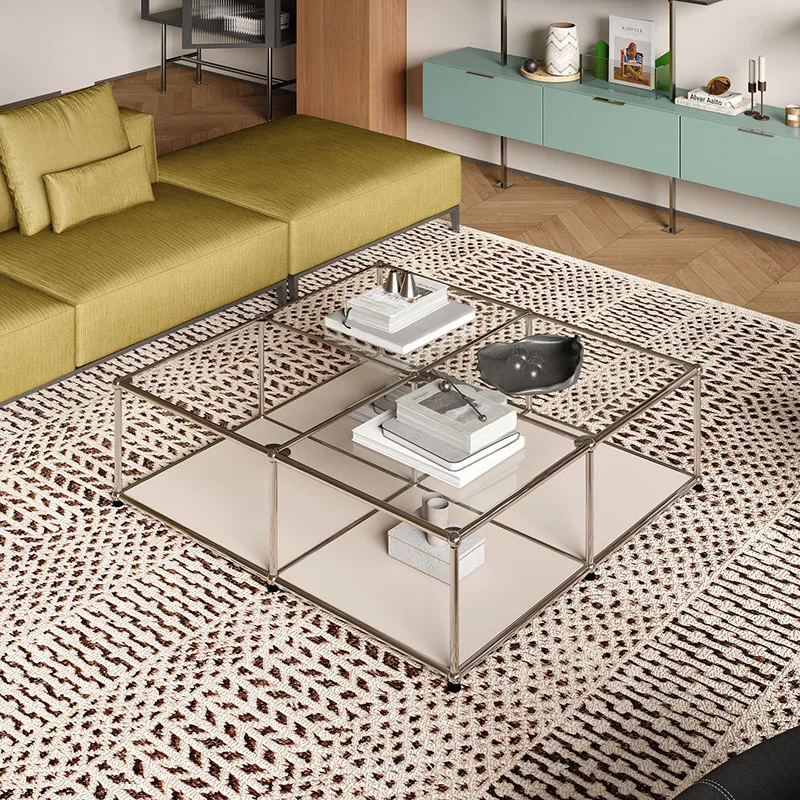 

Aesthetic Minimalist Coffee Table Unique Space Saving Transparent Clear Side Table Glass Living Room Meubles Salon Furniture