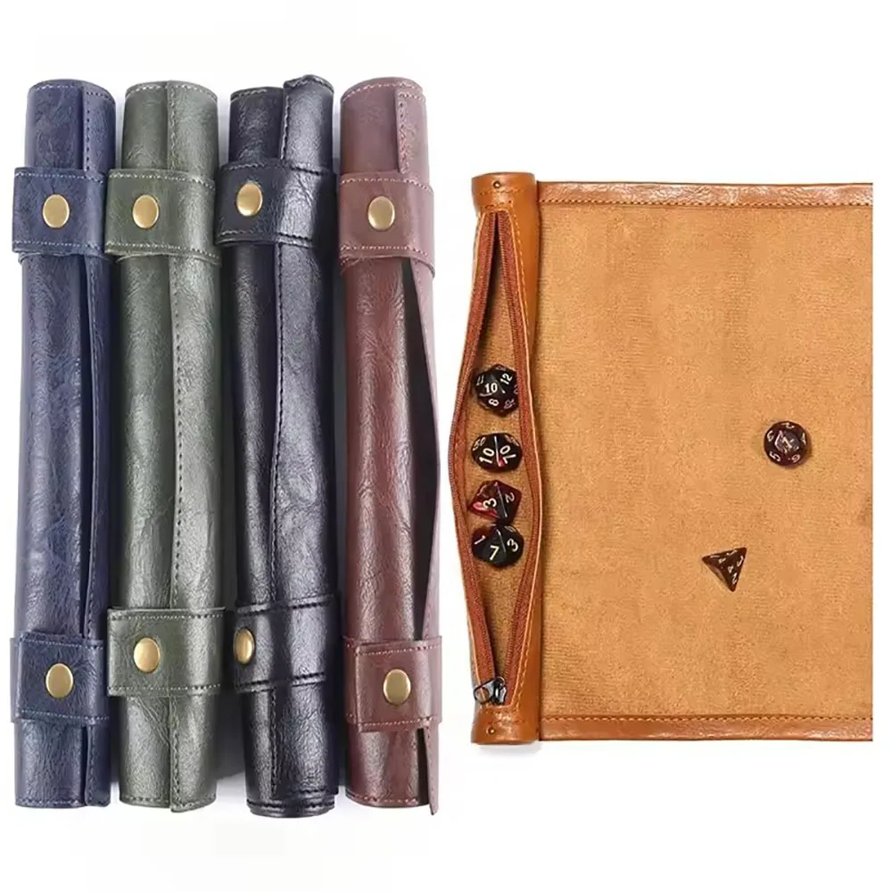 

Складной лоток для игральных костей, коврик для игры с застежкой-молнией, сумка для игральных костей из искусственной кожи, держатель для многогранных игральных костей, сумка для хранения игральных костей для DND RPG.