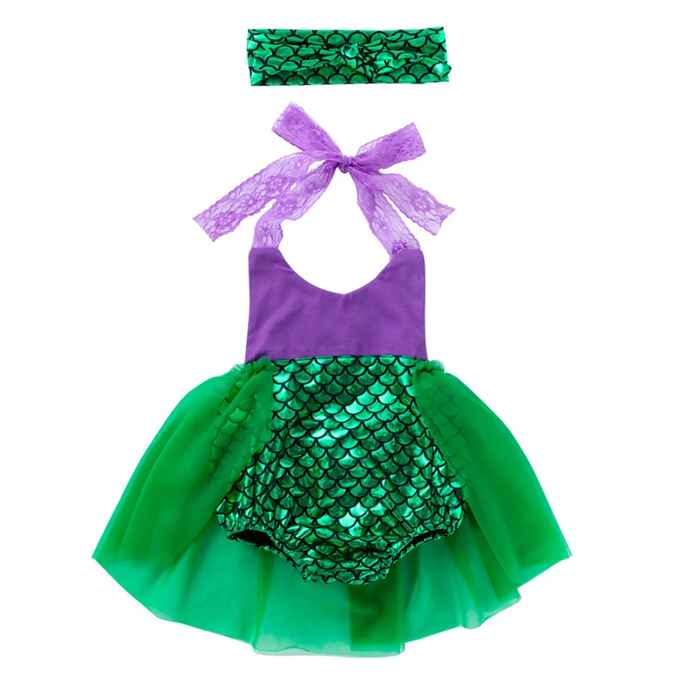 Mermaid Dress Baby Girls Romper Skirt Clothes Summer Outfit Photo Shoot Children's Place