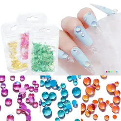 300Pcs Mermaid Tears Nail Art Decoration Mixed Aurora Crystal Glass Bubble Beads Candy Nail Rhinestones DIY Manicure Accessories