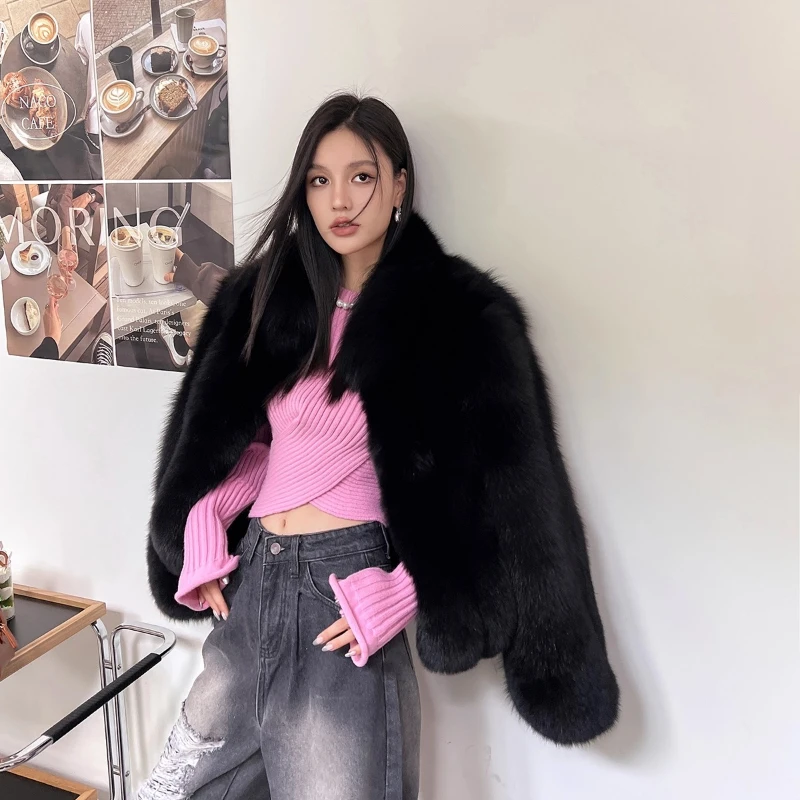 YOLANFAIRY الخريف والشتاء فرو الثعلب الكامل الإناث الوقوف طوق قصير طول التنقل اللون الأصلي معطف الفرو شوهابا اغنائية 2025 #5