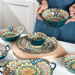 Bohemian Ceramic Tableware, Billy Tis Dishes, Luxurious Hand-painted Creative Household Rice Bowl Soup Dishes