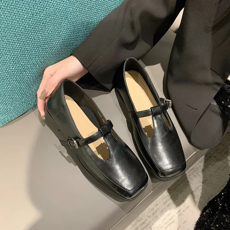 

Женские туфли Лолиты на платформе с пряжкой до щиколотки Мэри Джейн в стиле панк на толстом каблуке, удобные элегантные черные прогулочные туфли на плоской подошве