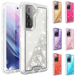 For Samsung Galaxy S23 Ultra S22 S21 S20 S10 Plus Note 20 10 Heavy Duty Transparent Glossy Shockproof Liquid Glitter Rugged Case