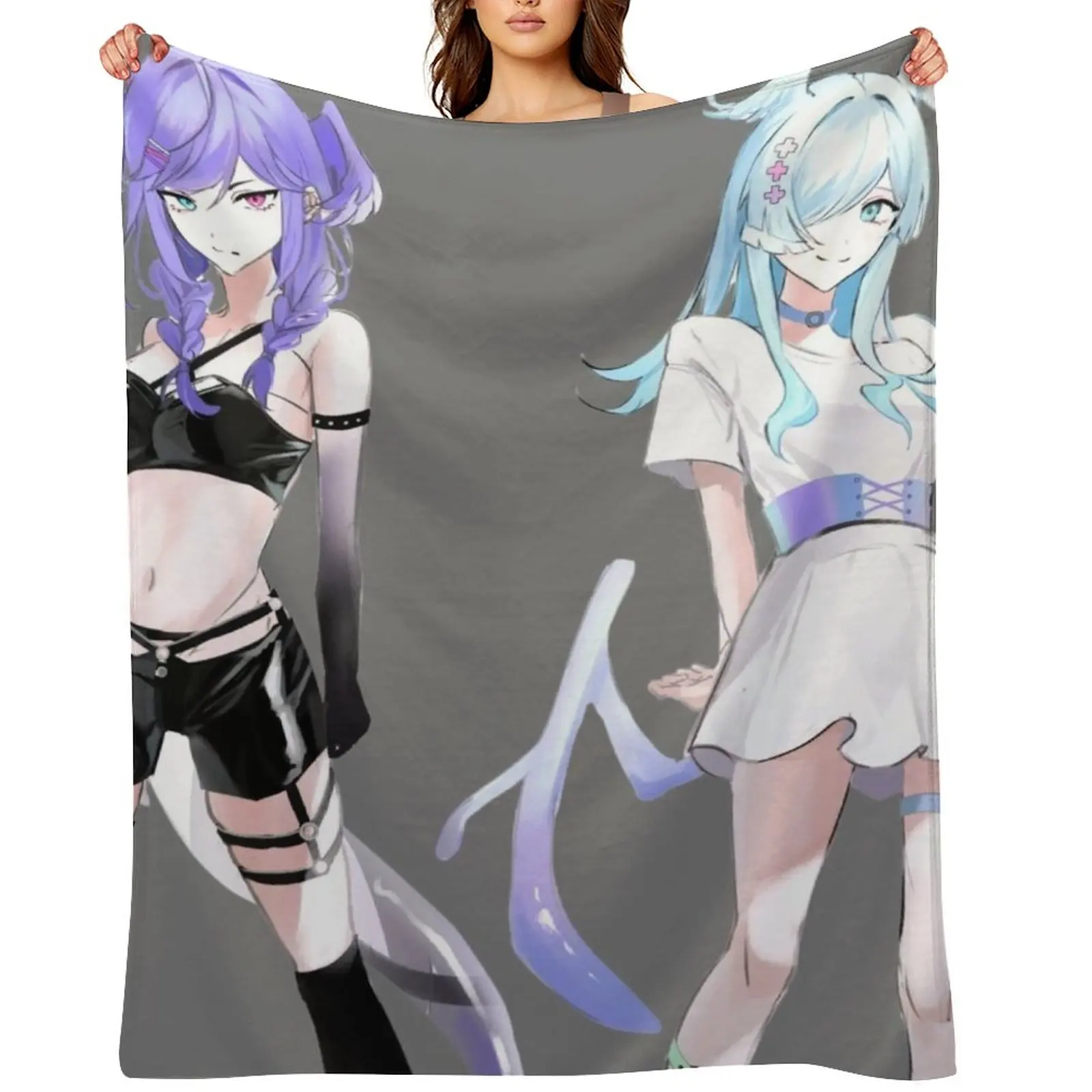 

Dragon Sisters - Selen and Elira Throw Blanket wednesday Furrys funny gift for sofa Blankets