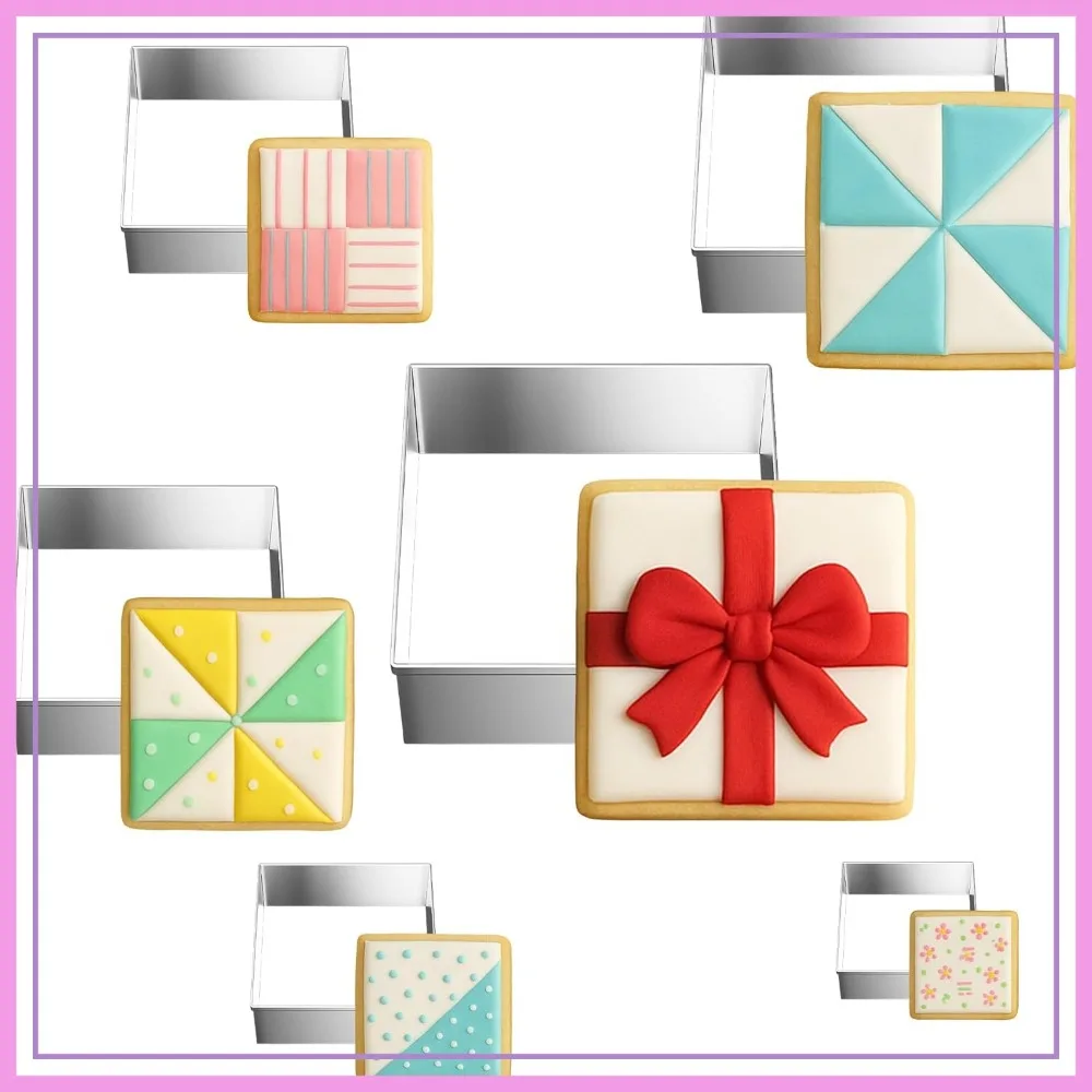 

6-Piece Square Cookie Cutter Set, Stainless Steel Baking Molds, 1.5-4 Inch Geometric Biscuit Cutters