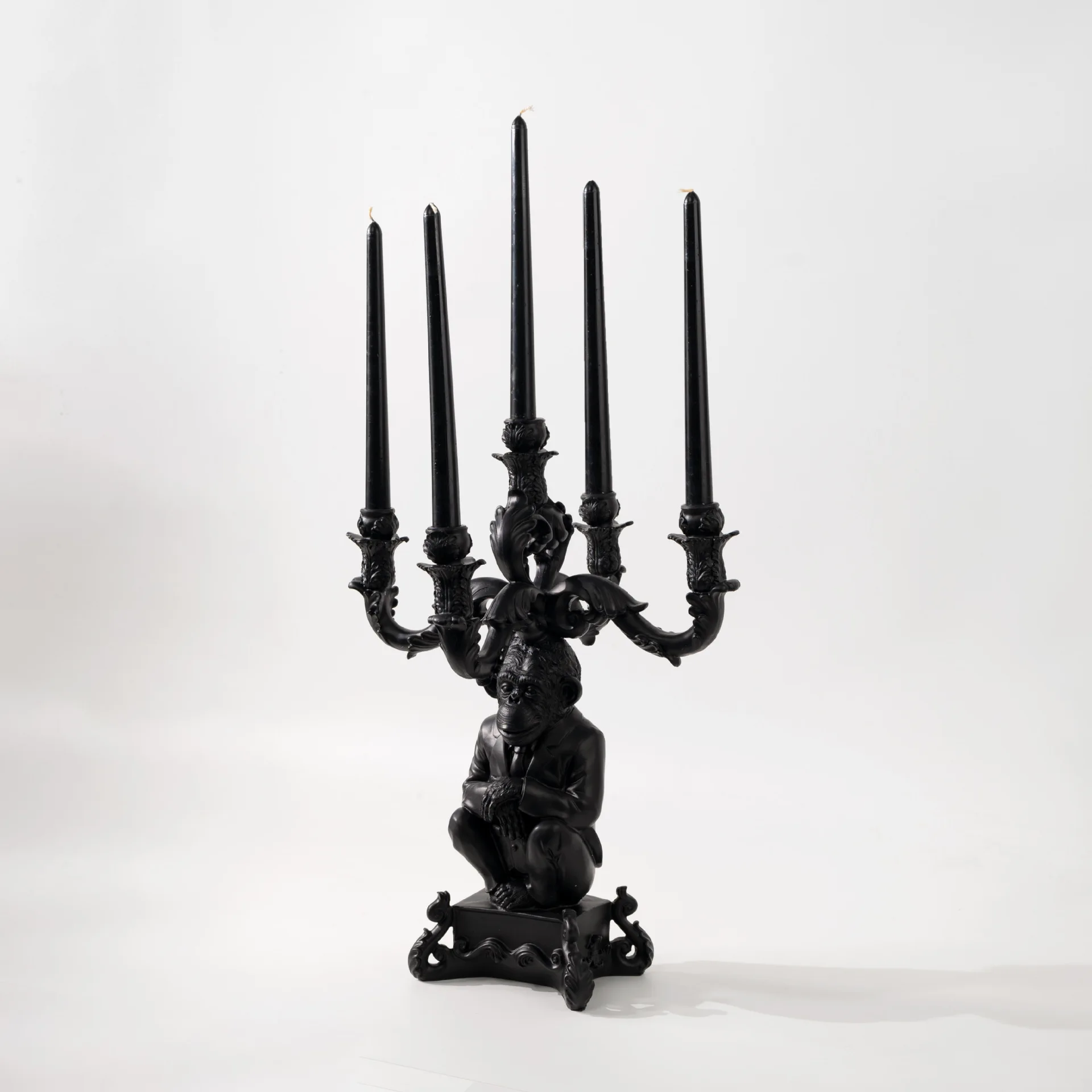 Retro five-headed candlestick ornament model room B & B antique art abstract animal orangutan candlestick ornament