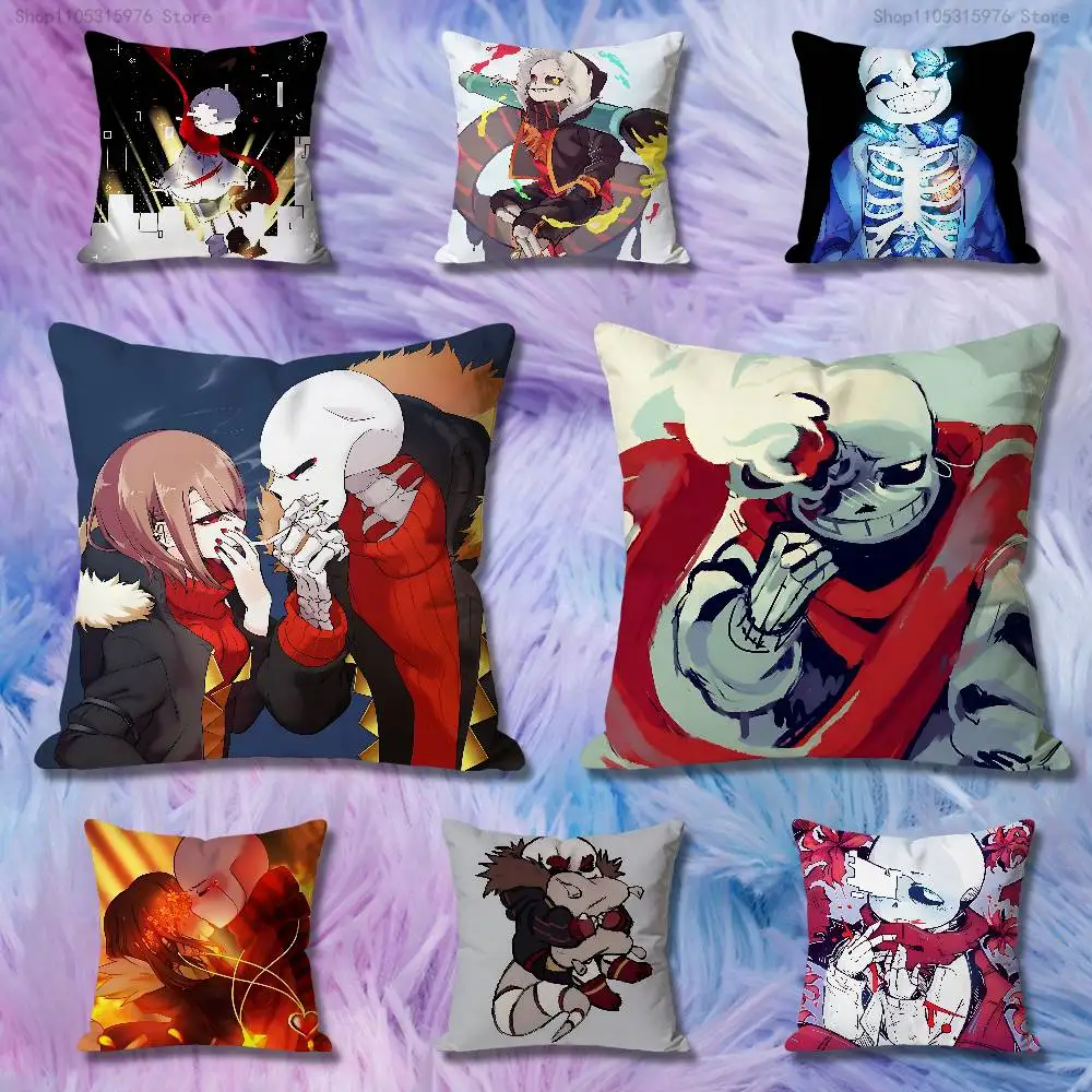 Fell Ink S-Sans U-Undertales AU Celebrity Merchandise All-Match Printed Pillow Case Sofa Car Office Room Decoration Protector