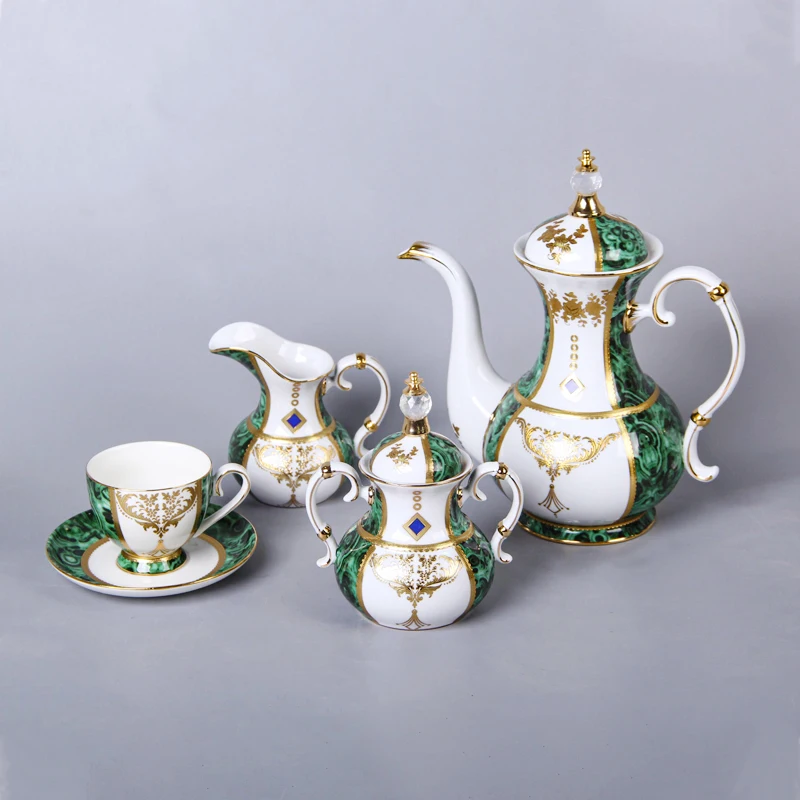 Wholesaler Home Clock Custom Porcelain Teapot Antique Interior Decoration Ceramic Vase for Living Room Green Candy Fruit  Bowl
