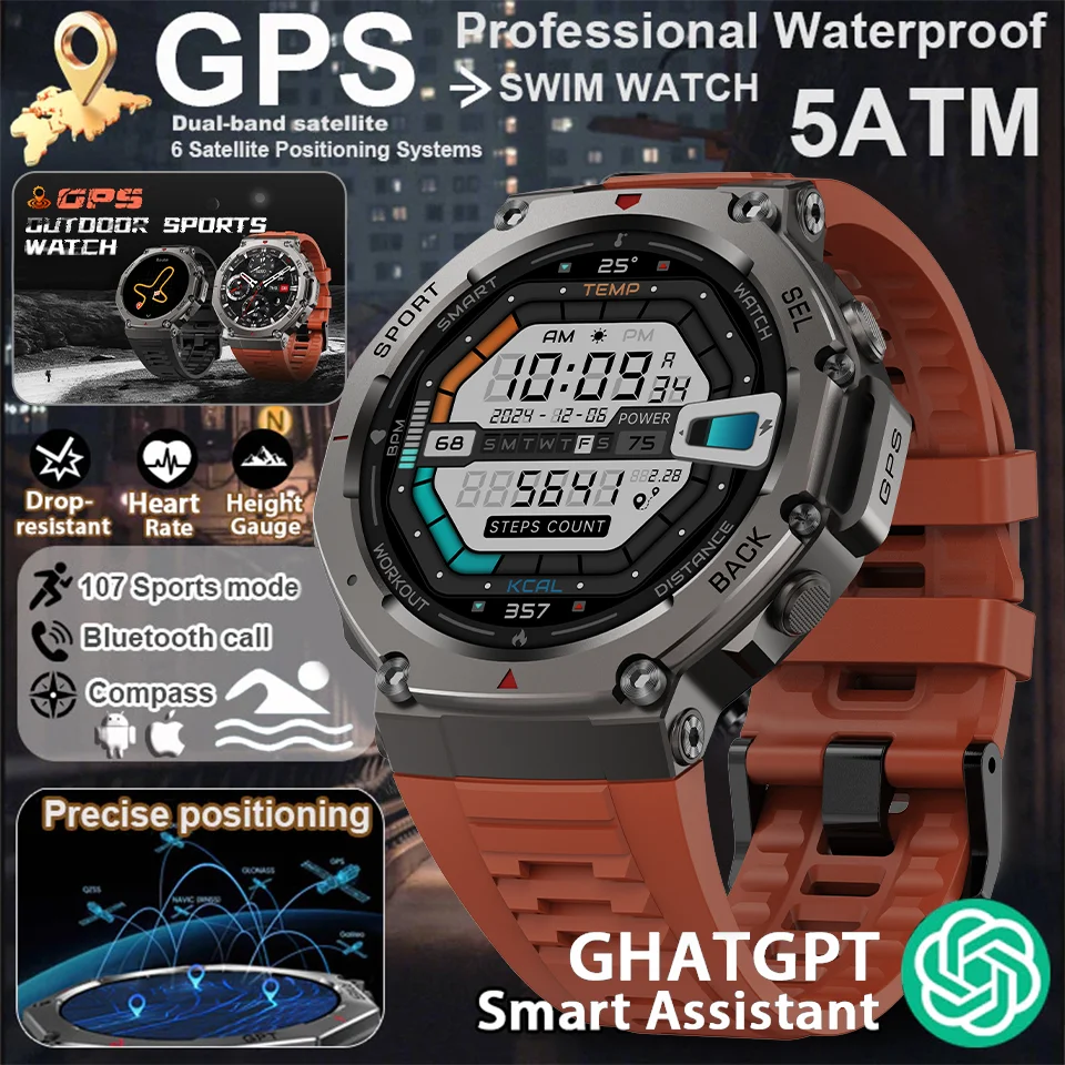 

Новые смарт-часы T-Rex 3 Pro с двухдиапазонным GPS, военные, 48 мм, водонепроницаемость 10ATM, аккумулятор 500 мАч, компас, альтиметр, AGPS