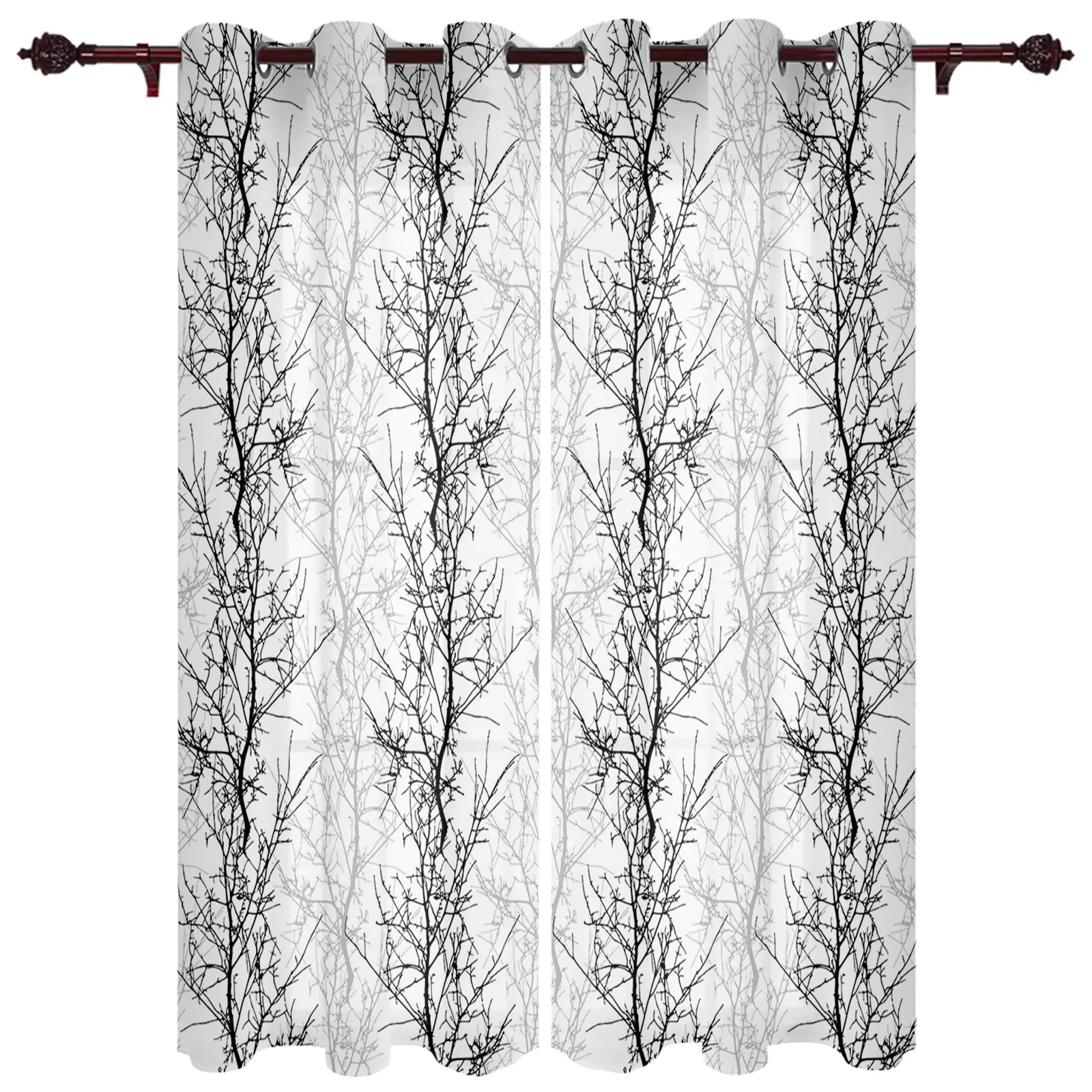 Branches Gradient Simple Window Curtains for Living Room Luxury Bedroom Curtains Coffee Kitchen Decor Drapes