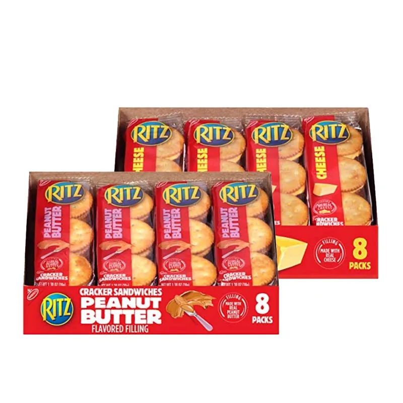 RITZ แครกเกอร์แซนวิชเนยถั่ว/แครกเกอร์แซนวิชชีส 10.8 ออนซ์ (313 ก.) (8 แพ็ค)*1 กล่อง