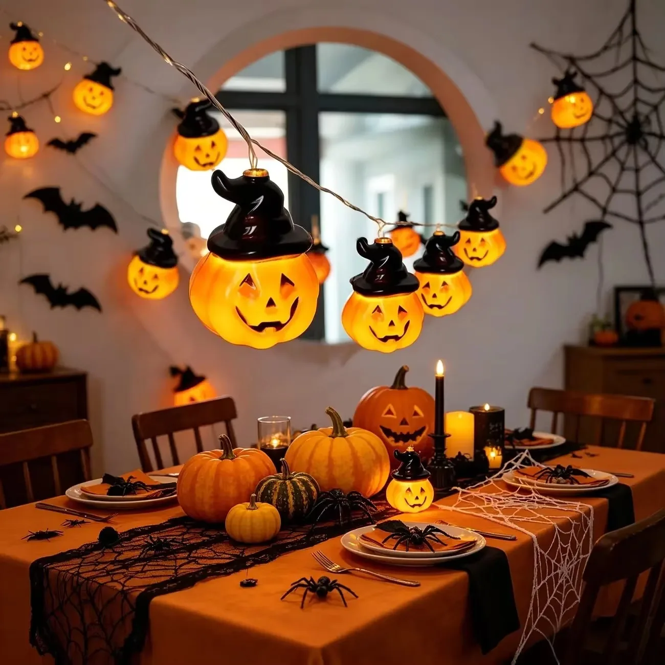 Witch Hat Pumpkin Fairy String Lights, Halloween Battery Powered Warm White for Party Home Fireplace Wall Festival Decor Gift