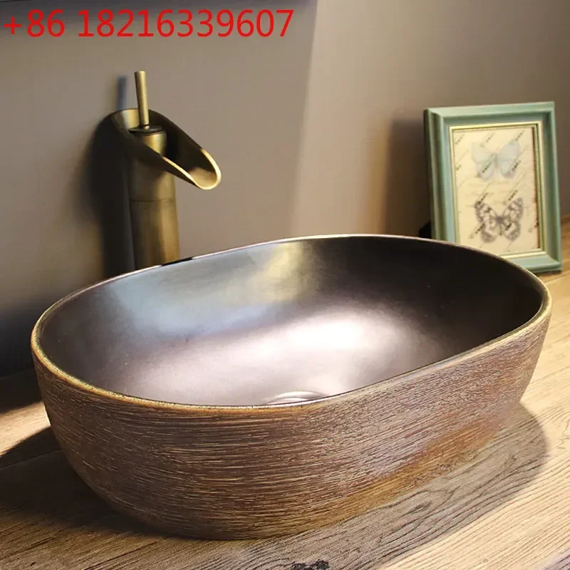 YAO New Jingdezhen Handmade Ceramic Washbasin Chinese Style Art Basin for Bathroom Table Top Sink Foot Bath