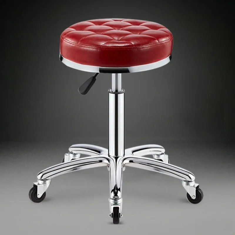 

Modern Minimalist Comfortable Metal Chair with Swivel High-elastic Foam and Universal Wheel Small Round Stool Bar Furniture