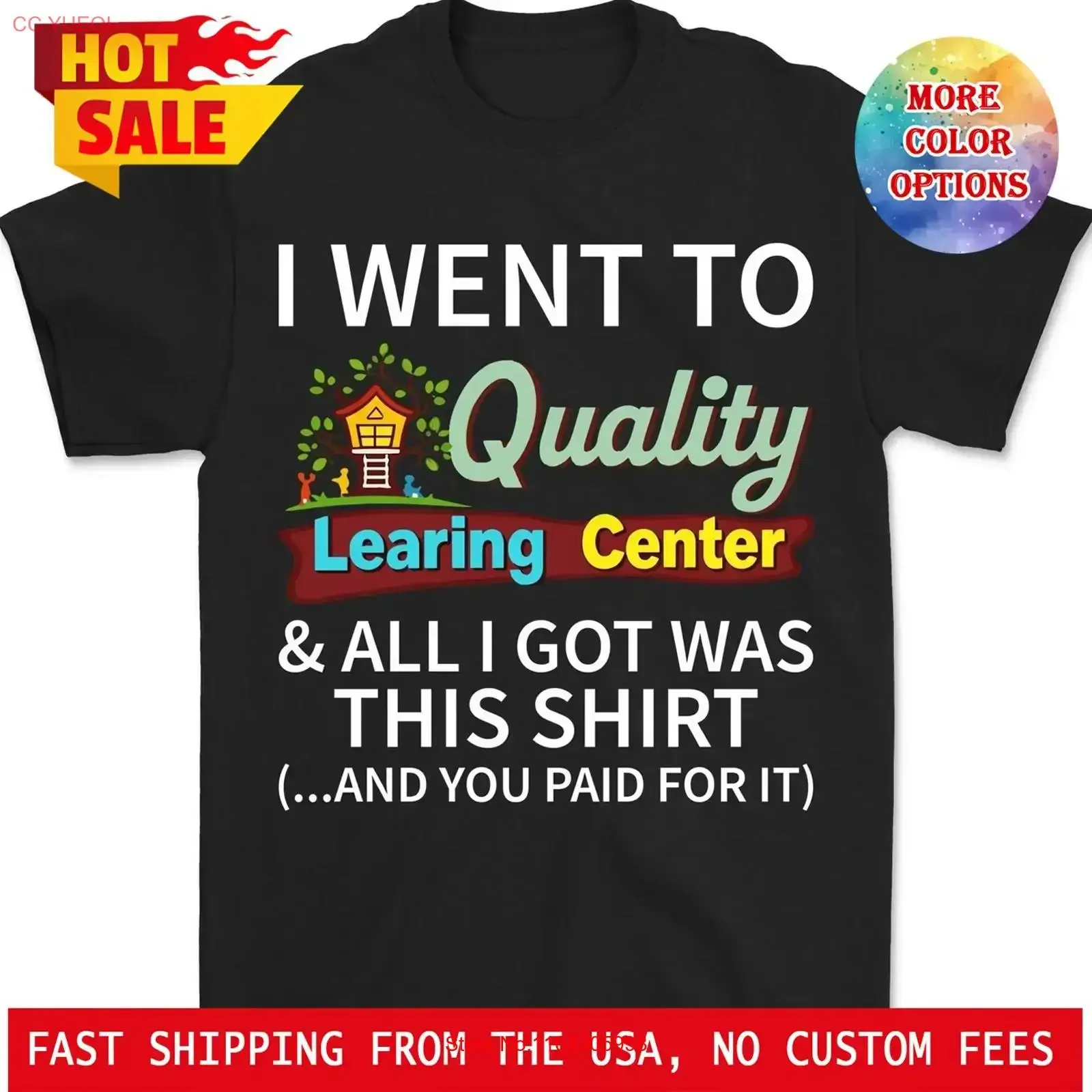 Я пошел в центр Quality Learning Center, и мне вручили эту футболку: винтажная, с эффектом потертости, с графическим принтом, удобная, слегка стильная, повседневная.