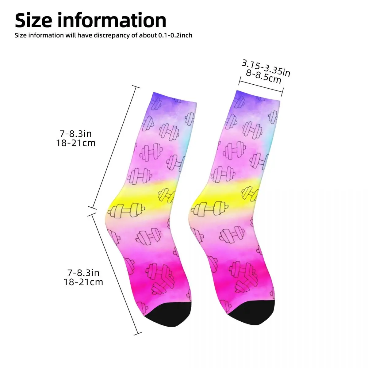 Hip Hop Vintage Rainbow Weights Crazy Men\'s compression Socks Unisex Gym Harajuku Seamless Printed Funny Novelty Happy Crew Sock