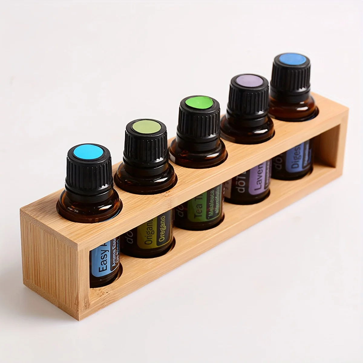 Natural Bamboo Essential Oils Storage Rack fits 15ml bottles 1 Tier Tabletop Display Stand for Aromatherapy Bottles Storage