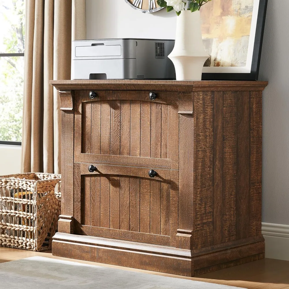 

Farmhouse File Cabinet with 2 Drawers, 30" Lateral Filing Cabinet with Hanging File Folders, Interlocking Drawers, Wood Rustic