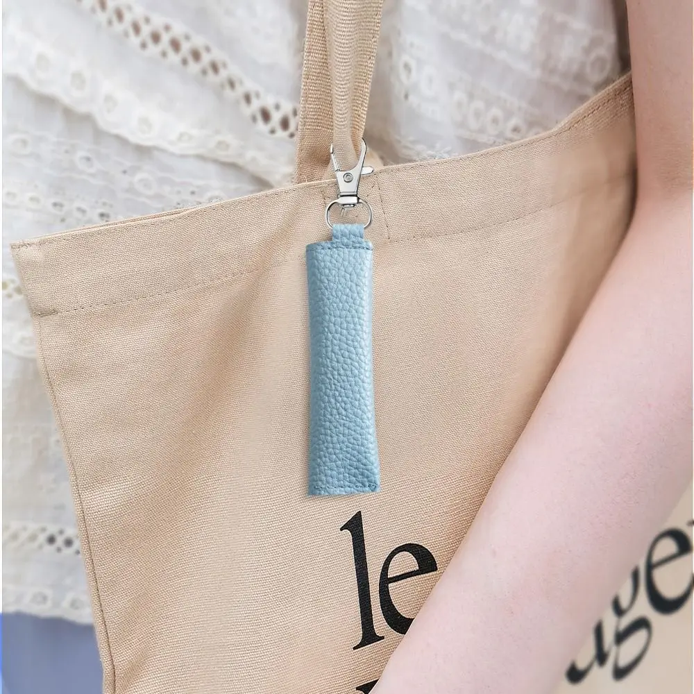 Portable Lychee Pattern Coin Purse Buckle with Keychain Headphone Storage Bag Multi-function Solid Color Coin Bag Daily