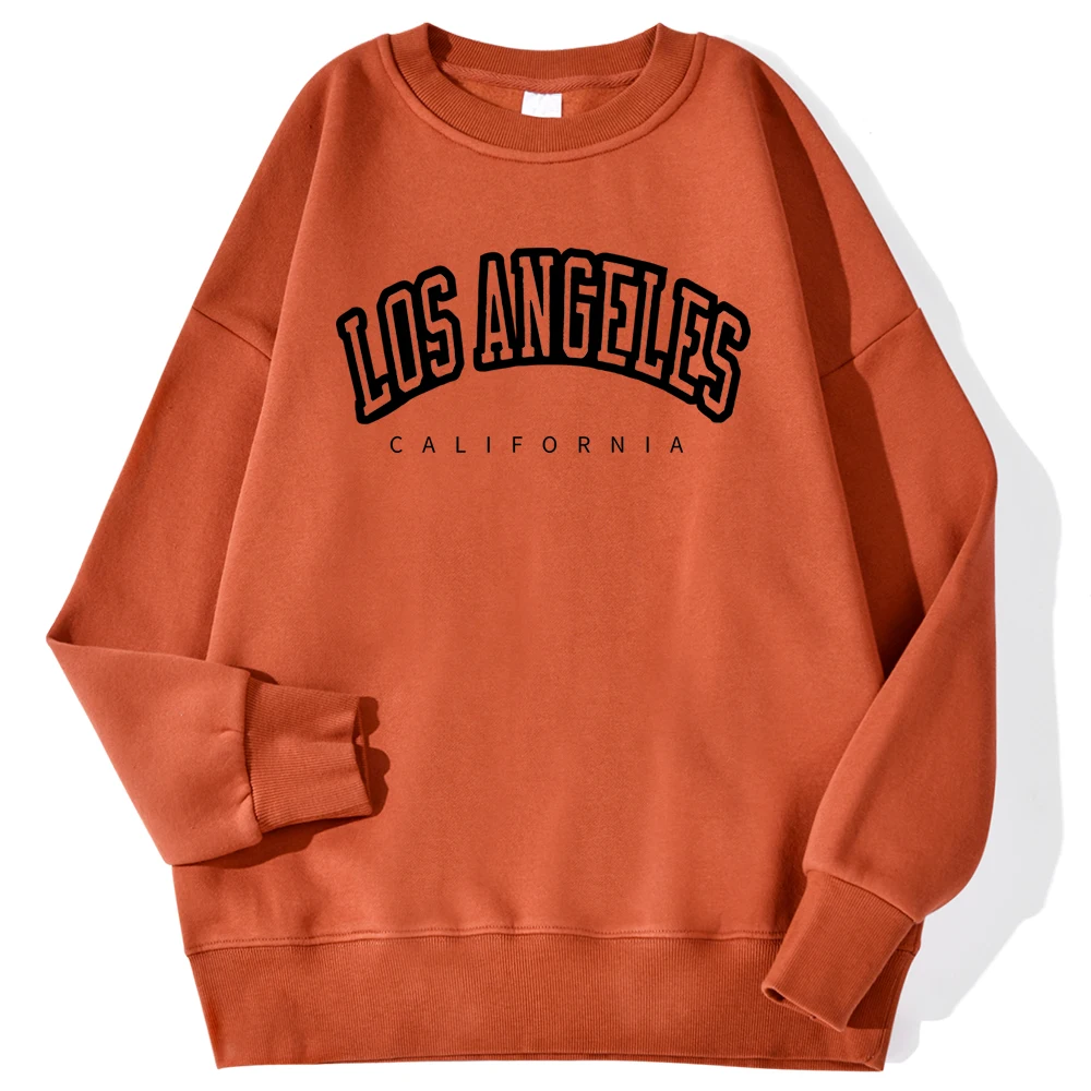 Los Angeles California Letter Print Man Pullovers Fashion Fit Autumn Hoodie Vintage Big Size Sweatshirt Casual Fur-Liner Clothes