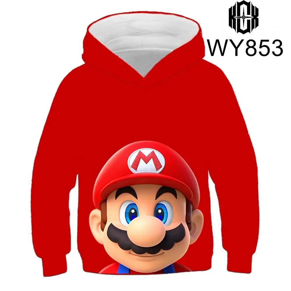 Autumn Children Boys Cartoon Super Mario Clothes Cartoon Printed Long Sleeve Super Mario Sweatshirt Casual Cartoon Boys Tops