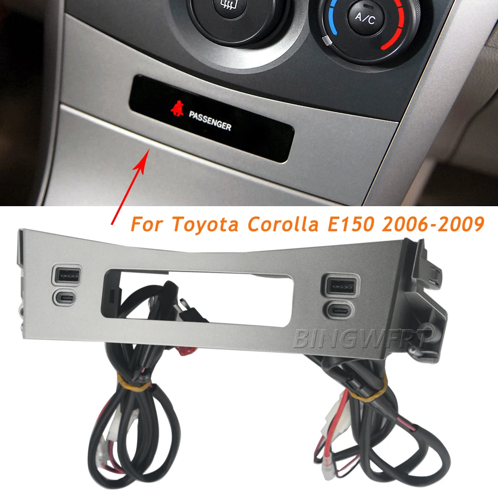 

QC3.0 USB & Type-C PD Dual Fast Charging Socket Car Charger Port Adapter For Toyota Corolla E150 2006 2007 2008 2009