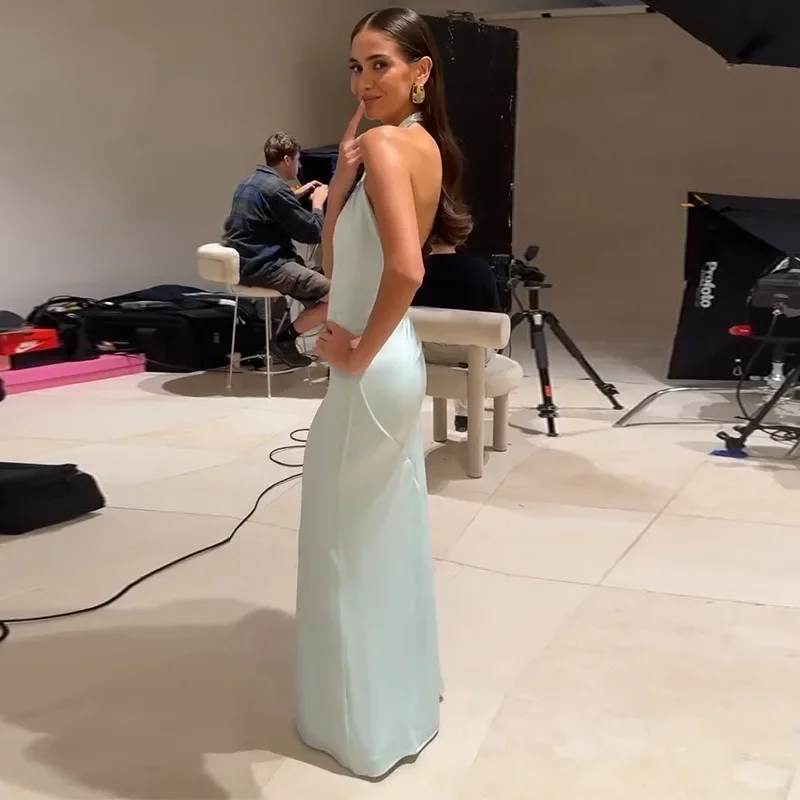 แขนกุด Halter คอ Backless ไหล่เย็น Mermaid เกสต์ Ruched Prom Party Club Going Out Maxi ชุดผู้หญิงยาวชุดเข้ารูป